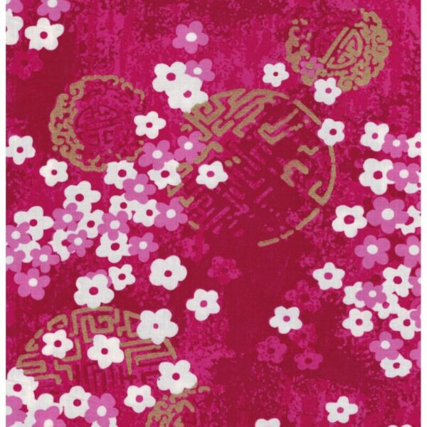 tessuto americano al metro patchwork fuscia sfumato con fiorellini rosa