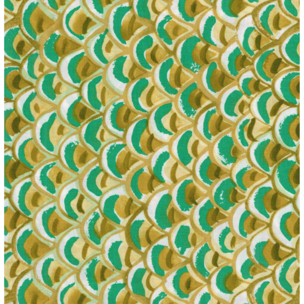 tessuto americano al metro per realizzare quilts disegno astratto verde giallo sabbia