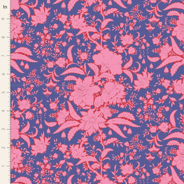 tessuto per il patchwork floreale rosa blu