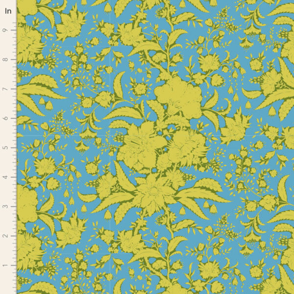tessuto per il patchwork tilda floreale giallo e azzurro