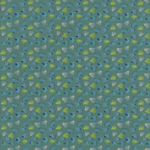 tessuto per patchwork disegno astratto verde e giallo