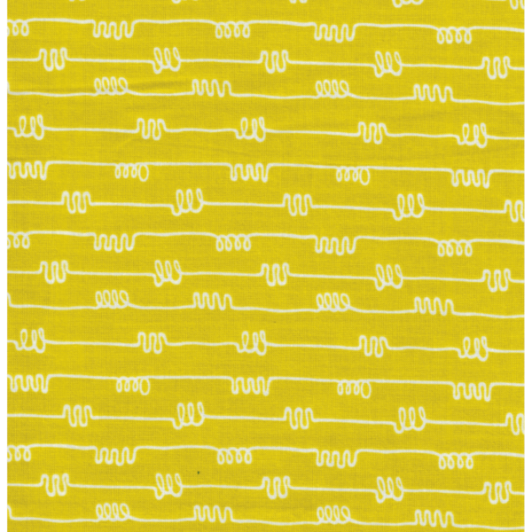 tessuto quilting al metro giallo senape con disegni astratti